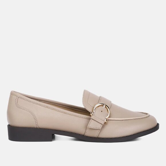 London Rag Shoes - London Rag Taupe Sheboss Buckle Detail Loafers/NIB/6